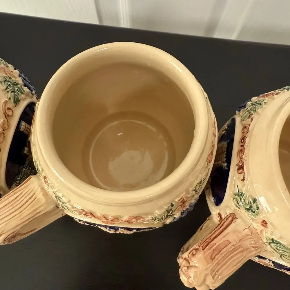 Gerz West Germany Castle Stein Small Mug Cups Set 0f 4